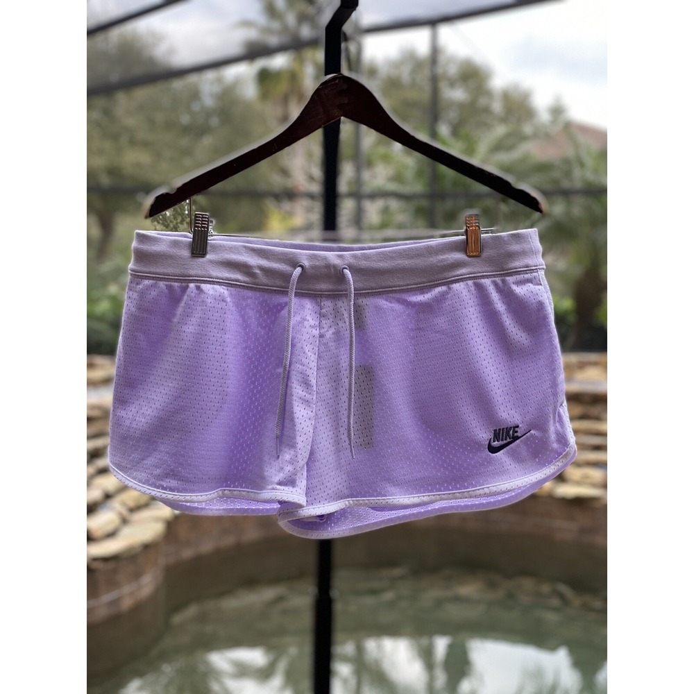 Nike Sportswear Heritage Shorts Women's Large Lavender Activewear New Tags